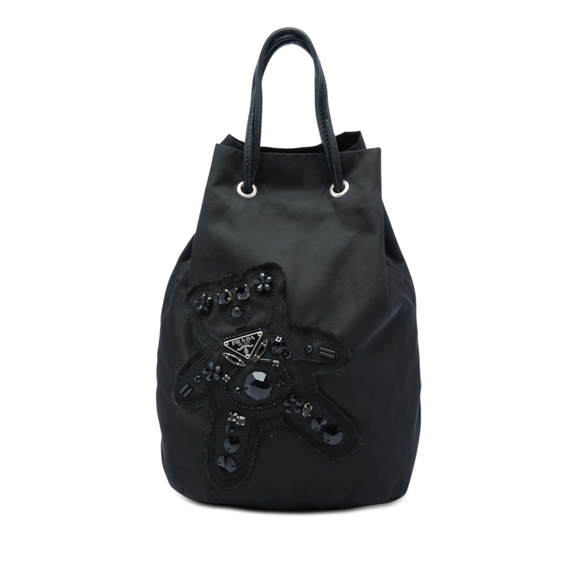 Prada Handbags - Pre-Loved Prada Beaded Tessuto Evening Bear Drawstring Bucket Bag